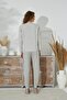 Women's Long Sleeve Jacquard Thick Gray Pajamas Set C1T5N1O31 - 2