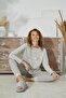 Women's Long Sleeve Jacquard Thick Gray Pajamas Set C1T5N1O31 - 3