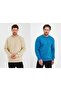 سويت شيرت رجالي بقصة ضيقة وياقة دائرية مكون من 2 سويت شيرت عادي غير مطبوع 3 خيوط أزرق Beige34