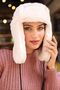 Women's Fur Plush Hat with Headphones RKŞ-04 Beige - 2