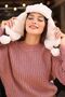 Women's Fur Plush Hat with Headphones RKŞ-04 Beige - 3