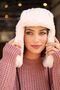 Women's Fur Plush Hat with Headphones RKŞ-04 Beige - 4