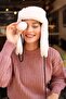 Women's Fur Plush Hat with Headphones RKŞ-04 Beige