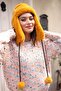 Women's Fur Plush Hat with Headphones RKŞ-04 Mustard - 4