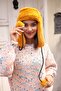 Women's Fur Plush Hat with Headphones RKŞ-04 Mustard - 3