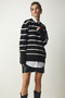 Woman's Black Striped Knit Sweater NF00073 - 2