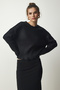 Women's Black Ripped Detailed Shiny Knitwear Sweater PF00021 - 2
