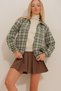 Women's Brown-Green Patterned Zippered Elastic Waist Seasonal Bomber Jacket ALC-X10775 - 5