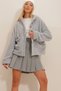 Women's Gray Hooded Double Pocket Plush Coat ALC-X9323 - 4
