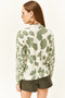 Women's Ecru Green Crew Neck Patterned Soft Textured Knitwear Sweater KZK-19000611 - 6