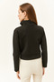 Women's Black Zippered Scuba Jacket CKT-19000362 - 6
