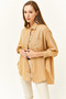 Women's Camel Oversize Woven Shirt with Button Detail on the Sides GML-19001004 - 4