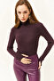 Women's Plum Turtleneck Finger Detailed Lycra Blouse BLZ-19001644 - 3
