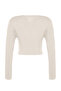 Ekru Crop Basic V Yaka Triko Kazak TWOAW24KZ01214 - 12