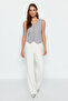 Anthracite Fitted Buttoned Crop Woven Vest Twoss21Ye0009