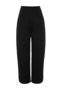 Siyah Pileli Geniş/Rahat Kesim Yüksek Bel Havuç Fit İnterlok Örme Pantolon TWOAW24PL00143 - 14