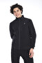 Men's Black Wrinkled Fabric Hood Removable Zippered Tracksuit Set