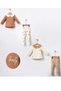 Cream Color Butterfly Embroidered Love Written Collared Tights 2-Piece Girl Baby Set - 3