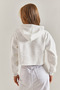 Women's White Text Printed Crop Sweatshirt 40951040 - 5