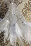 White Authentic Vip Bridal Handkerchief, Halay Handkerchief, Beaded Pearl Sequins and Feather Detail - 4