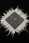 White Authentic Vip Bridal Handkerchief, Halay Handkerchief, Beaded Pearl Sequins and Feather Detail - 2