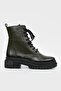 WOMEN'S GREEN GENUINE LEATHER NUMBER 35-41 LACE-UP BOOTS & BOOTIES
