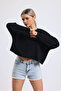 women's black crew-neck oversize sweatshirt - 5