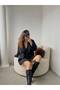 Women's Oversize Pocketed Cashmere Coat Black - 5