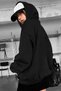 Women's Black Spectular Printed Hooded Hoodie Sweatshirt - 3