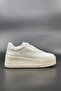 Women's White Sneakers Genuine Leather Hidden Elastic High Sole Sneakers