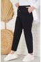 Women's Black Bird Eye Lacing Detailed Double Leg Comfort Model Trousers