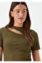 2479H Asymmetrical Detailed Khaki Women's Blouse