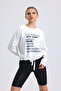 women's beige crew neck sweatshirt with drawstring waist - 4