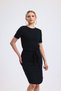 women's black crew neck short sleeve skirt oval back elastic belted long dress - 5