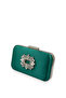Green Color Satin Silver Case Silver Stone Evening Bag Evening Bag Wedding Engagement Portfolio - 2
