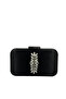 Black Color Satin Silver Case Silver Stone Evening Bag Evening Bag Wedding Engagement Portfolio