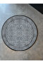 Mira Round Gray Traditional Motif Pattern Woven Base Decorative Carpet - 2