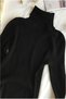 Unisex Thick Knitwear Black Cotton Turtleneck Camisole Ribbed Slimfit Turtleneck Sweater - 2