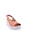 Wedge Heeled Sandals Orange Genuine Leather 291183219 - 2
