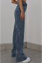Medium Snow Blue Women's Loose Lycra 90's Super High Loose Leg Denim Palazzo Trousers - 2