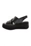 Women's Cross Strap Thick Sole Sandals Black Genuine Leather 69173335 - 3