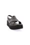 Women's Cross Strap Thick Sole Sandals Black Genuine Leather 69173335 - 2