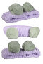 Lilac Green Pompom Plush Bandana Makeup Spa Hair Band - 2