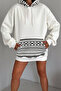 White Oversize Sweatshirt with Print Detail