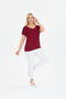 Claret Red Plus Size Blouse with V-Neck Detail on the Front and Back - 5