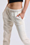 women's beige side pocket sweatpants with elastic waist and hem - 4