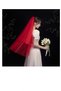 Women's Veil, red veil henna veil Bridal Veil, wedding dress Accessory Wedding long veil, buckle 50cm - 3