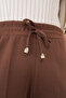 6624 Rope Detailed Elastic Waist Ankle Trousers Brown - 4
