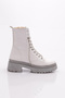 Women's Lace-Up Crystal Stone Boots White Wrinkled Patent Leather 211012921027