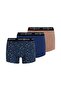 3-Piece Navy Blue Brown Patterned Men's Boxer Set Oscar Winter Icons